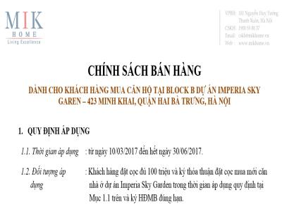 Chính Sách Bán Hàng Chung Cư Imperia Sky Garden