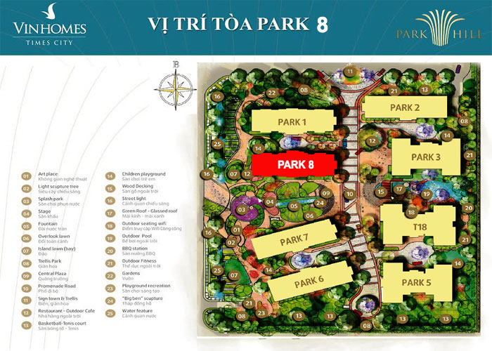 Mặt bằng căn hộ tòa Park 8 - Times city Park Hill