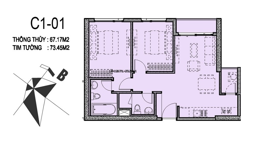 Căn hộ 01 tòa C1 Vinhomes D' Capitale Trần Duy Hưng