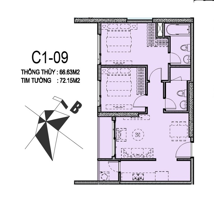 Căn hộ 09 tòa C1 Vinhomes D' Capitale Trần Duy Hưng