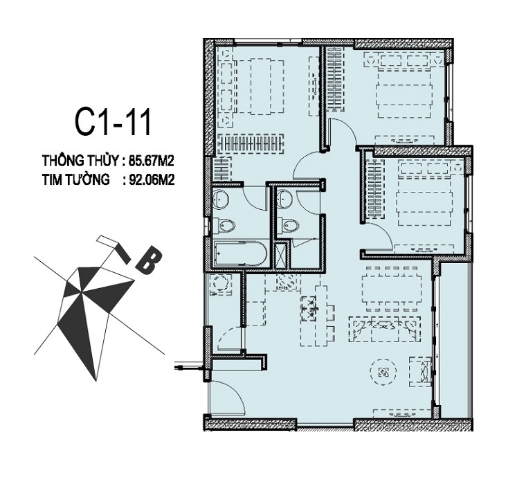 Căn hộ 11 tòa C1 Vinhomes D' Capitale Trần Duy Hưng