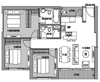 Căn hộ 03 tòa C3 D'.Capitale Trần Duy Hưng, có 3 mặt tiền, 3 phòng ngủ