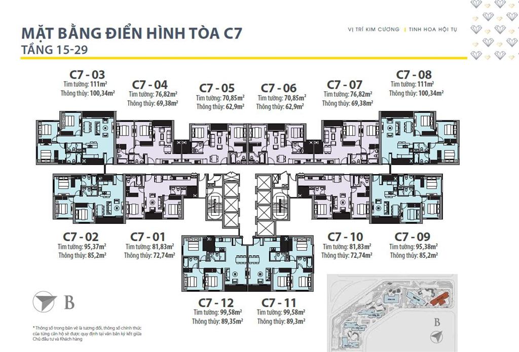 Mặt bằng C7 Vinhomes D'Capitale Trần Duy Hưng tầng 15 - 29