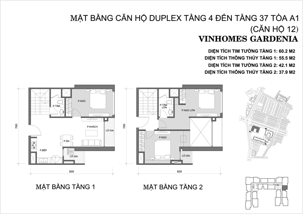 Vinhomes Gardenia Tòa A1 Duplex 12, 3 phòng ngủ