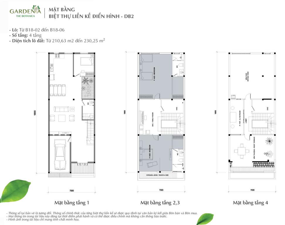 MẶT BẰNG BIỆT THỰ LIỀN KỀ ĐIỂN HÌNH - DB2