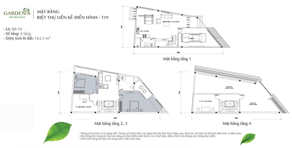 MẶT BẰNG BIỆT THỰ LIỀN KỀ ĐIỂN HÌNH - T19