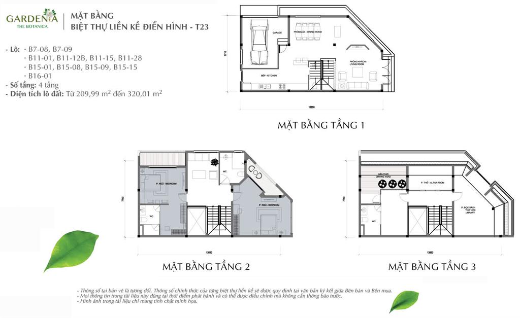 MẶT BẰNG BIỆT THỰ LIỀN KỀ ĐIỂN HÌNH - T23