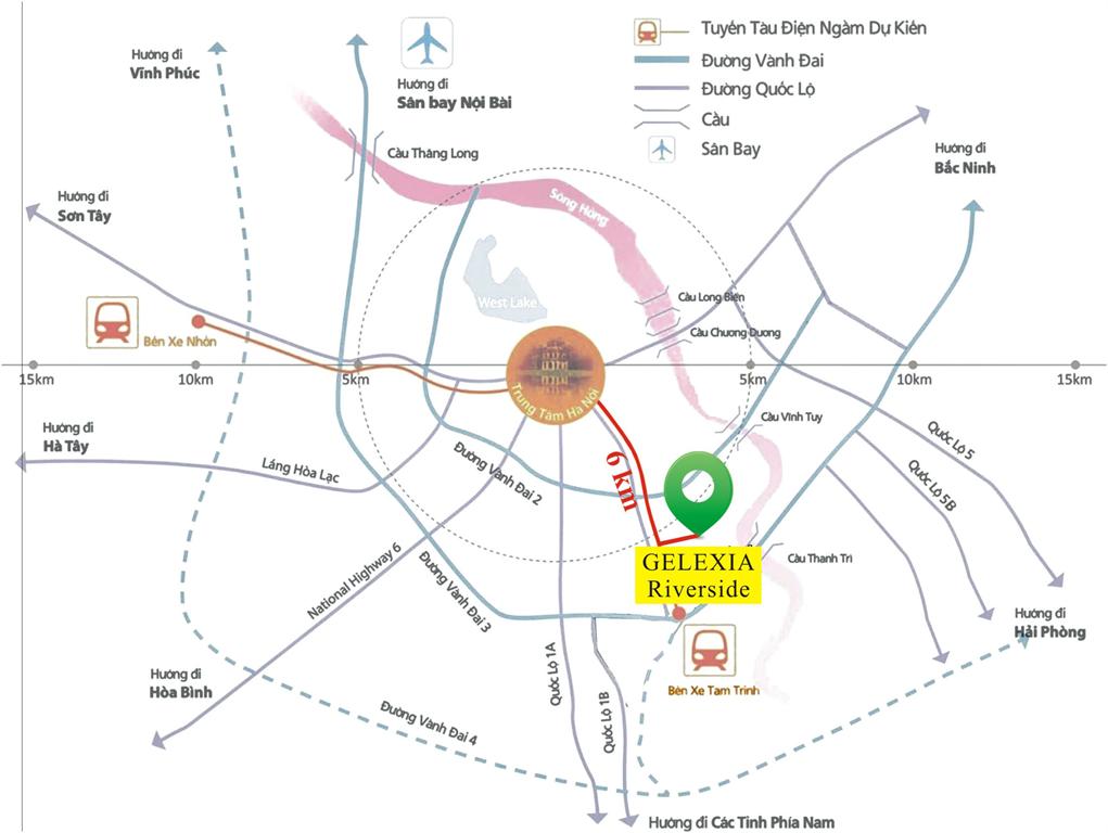 Vị trí Gelexia Riverside, chung cư 885 Tam Trinh, Hoàng Mai