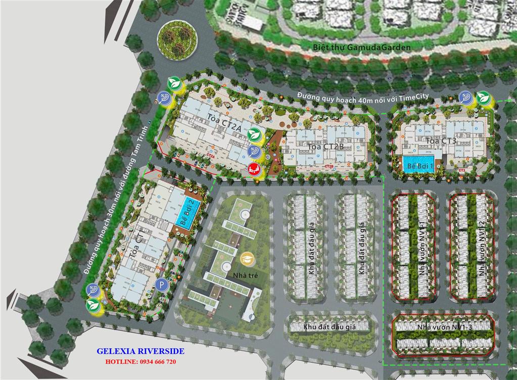 Mặt bằng tổng thể Gelexia Riverside - Chung cư 885 Tam Trinh