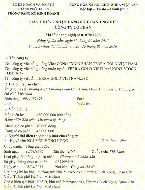 Công ty cổ phần Terra Gold Việt Nam