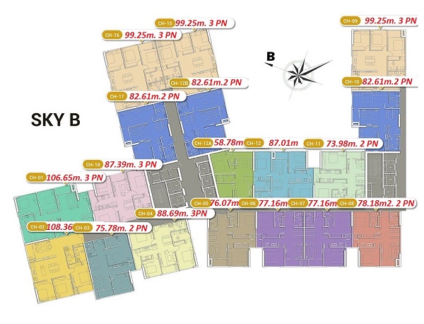 Mặt bằng chi tiết tòa B Imperia Sky Garden