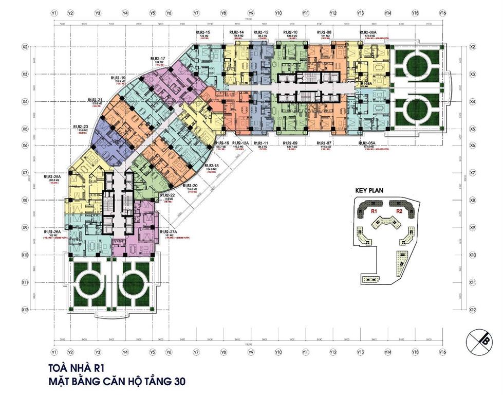 Mặt bằng tầng 30 tòa R1 - Royal City