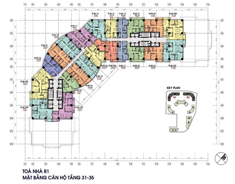 MẶT BẰNG TẦNG 31 - 35 TÒA R1 ROYAL CITY 