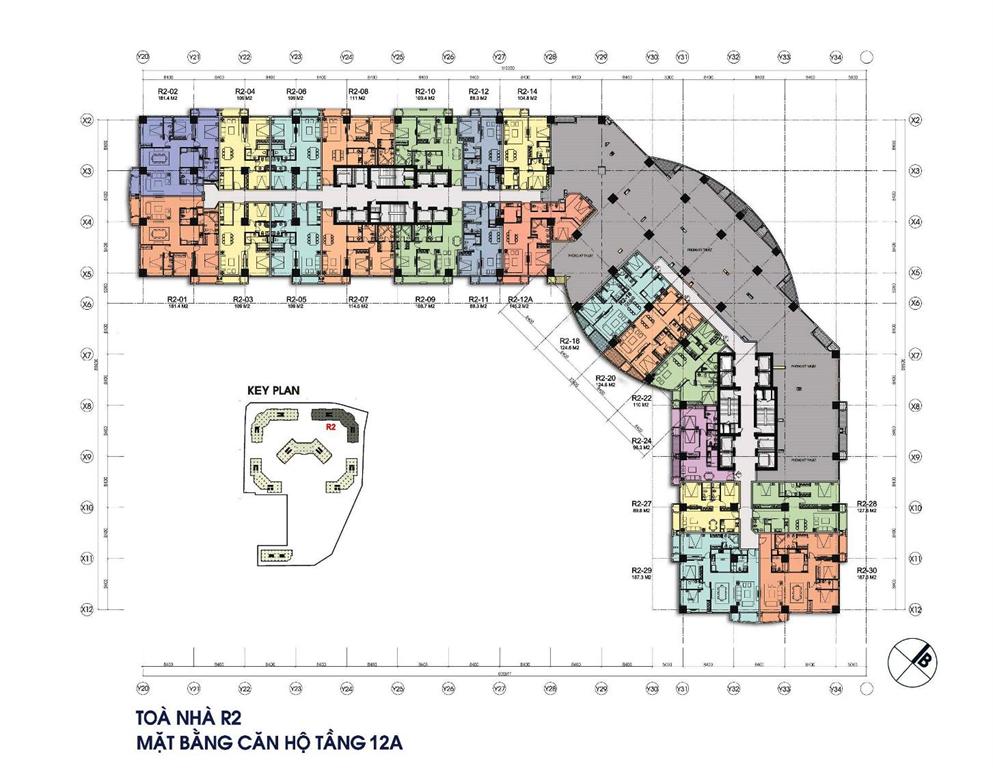 MẶT BẰNG TẦNG 12A TÒA R2 - ROYAL CITY 