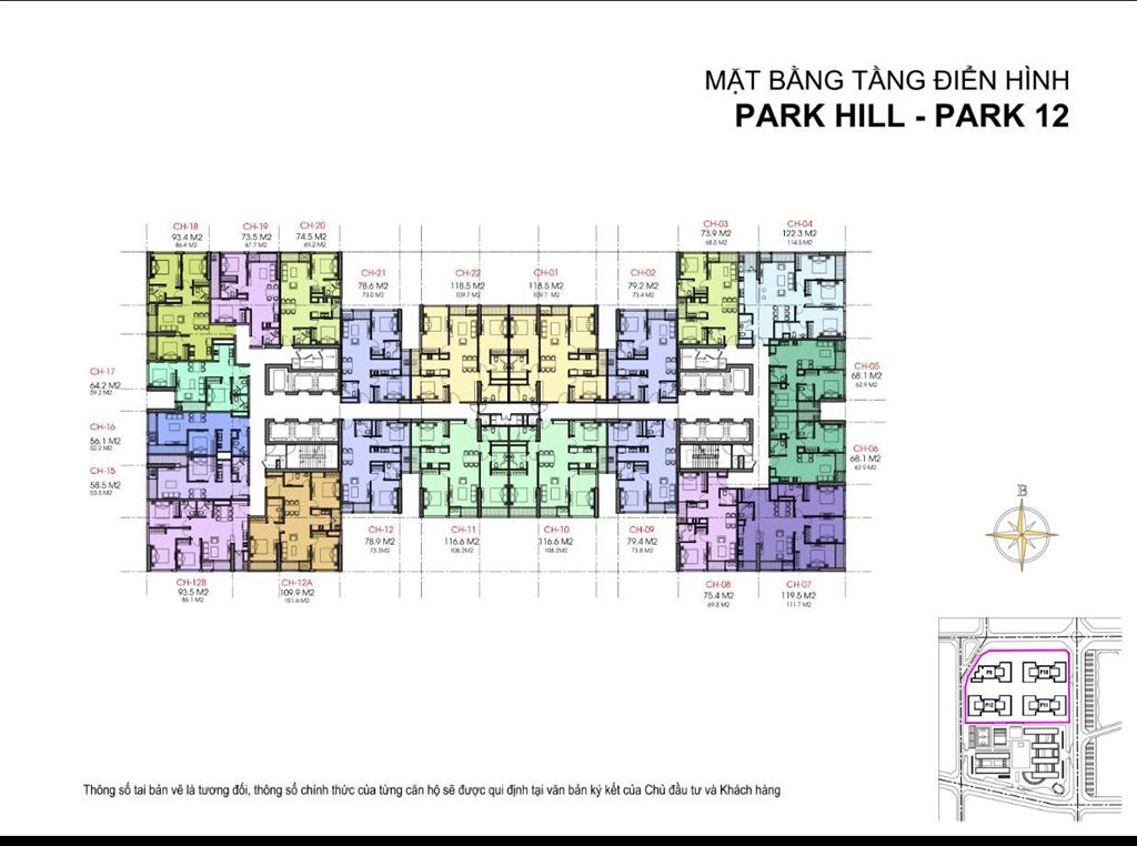 Mặt bằng tầng điển hình dự án Park 12 Times City