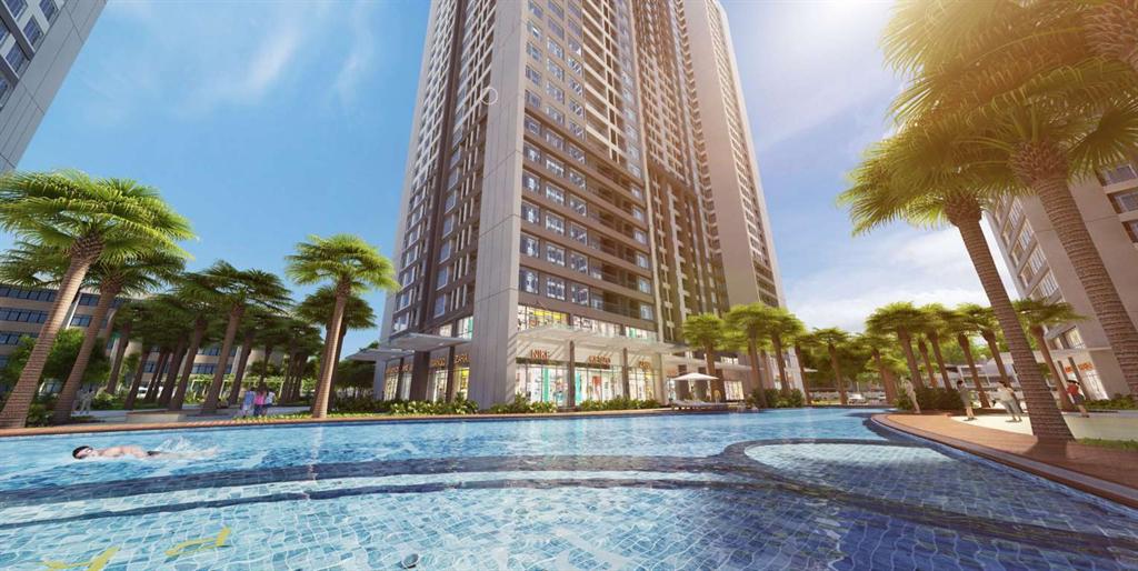 Bể bơi ngoài trời Park Hill Premium nhìn từ tòa Park 12