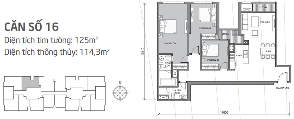 Căn hộ 16 tòa Park 1, diện tích 118m2, thiết kế 3 phòng ngủ sáng