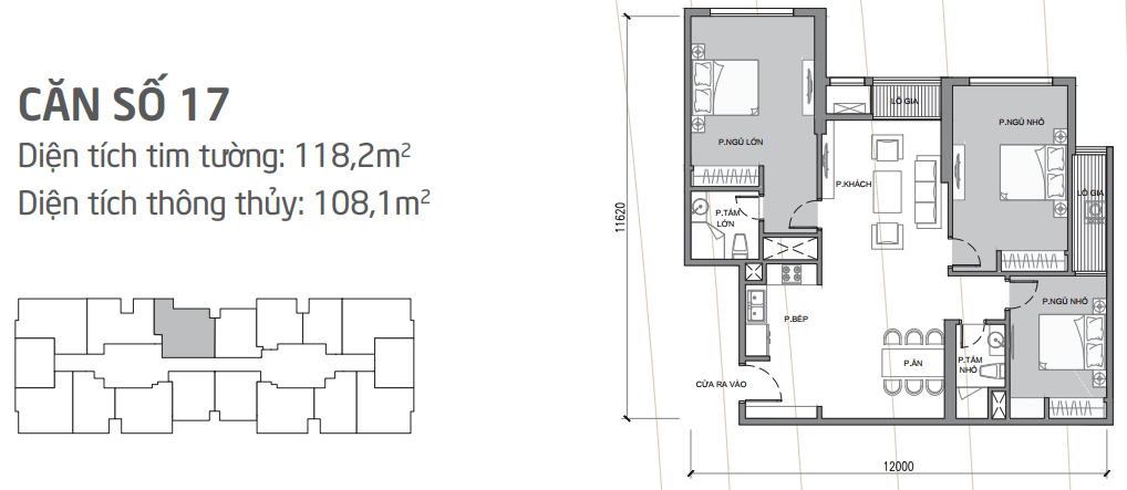 Căn hộ 17 tòa Park 1, diện tích 118m2, thiết kế 3 phòng ngủ sáng