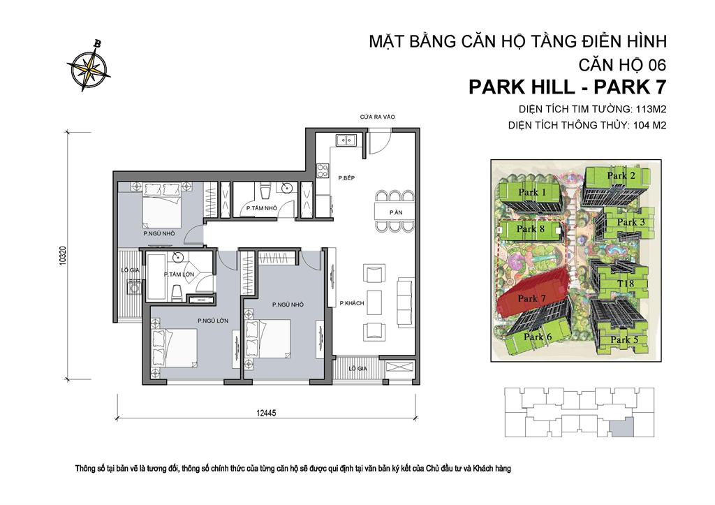 Mặt bằng căn hộ 06 Park 7, diện tích 113m2, 3 phòng ngủ