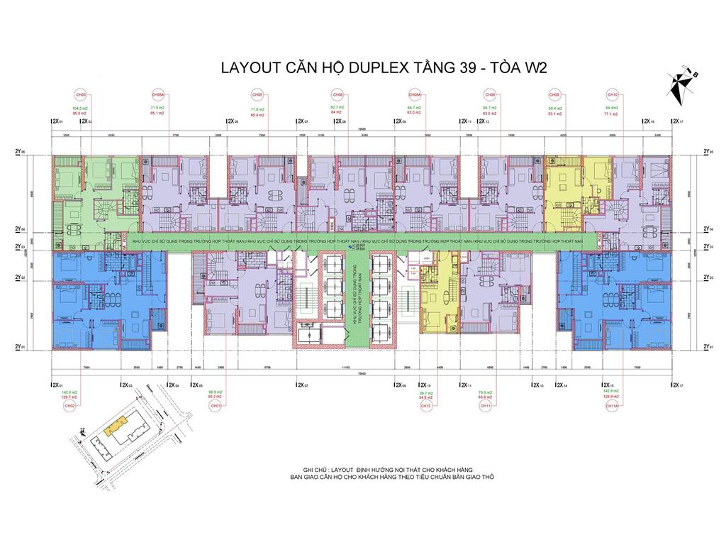 Mặt bằng tầng 39 tòa West 2 - Vinhomes West Point