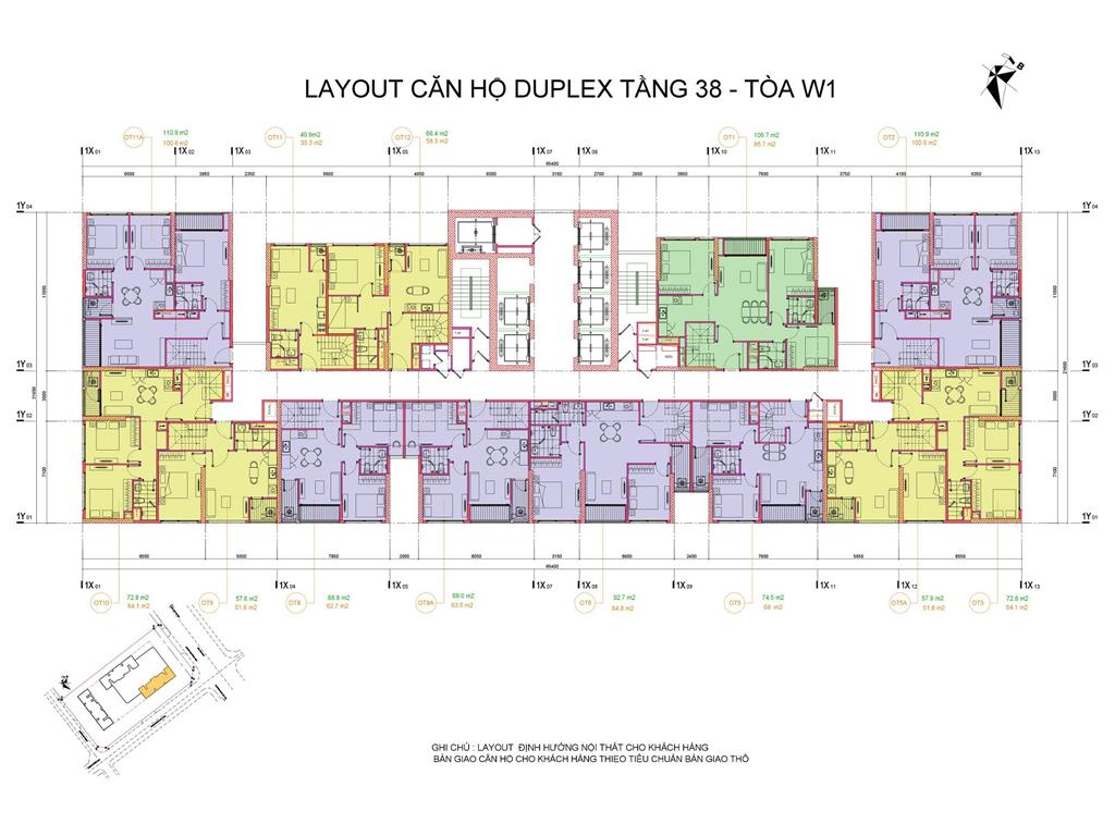 Mặt bằng điển hinh tòa West 1 - tầng 38