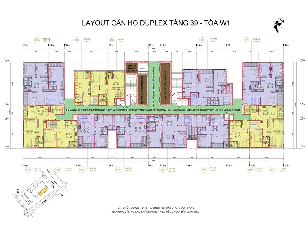 Mặt bằng điển hinh tòa West 1 - tầng 39