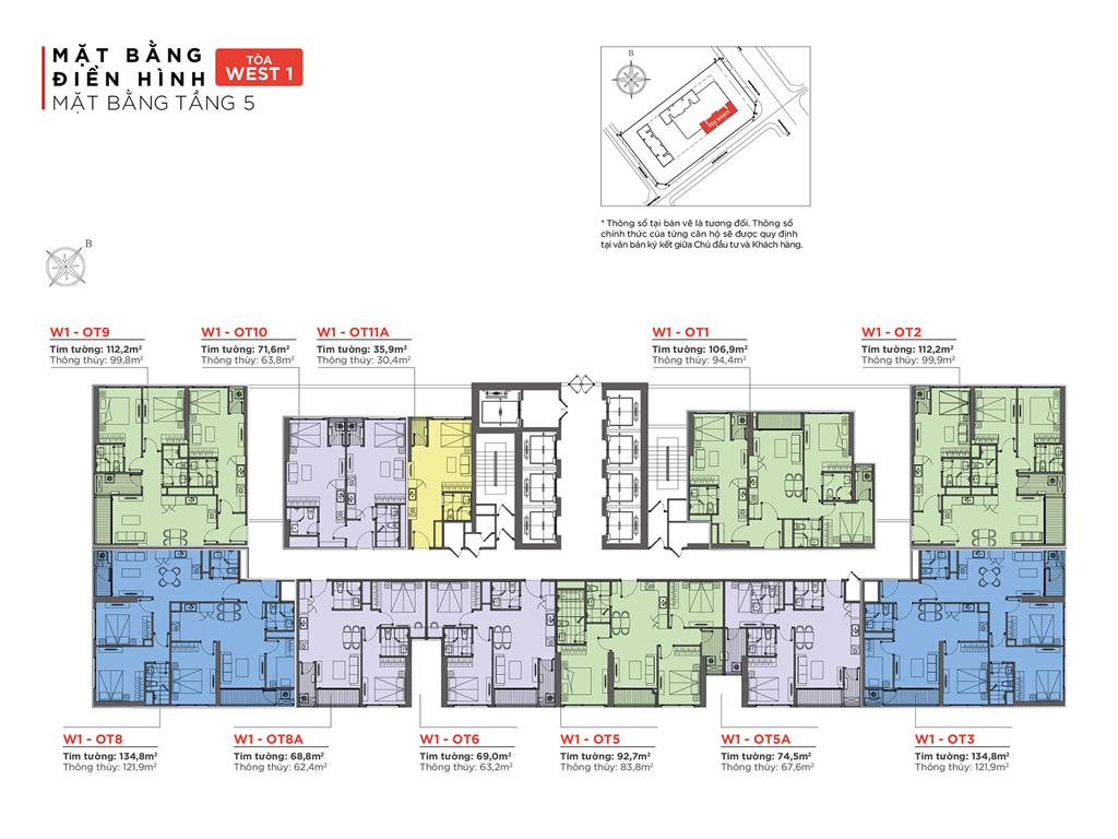 Mặt bằng điển hinh tòa West 1 - tầng 5