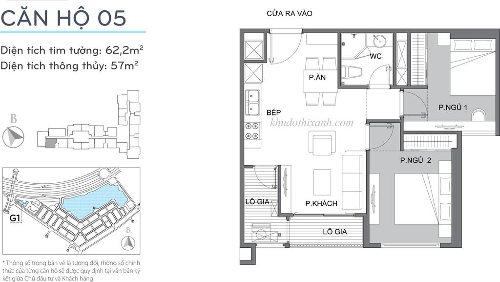 CĂN HỘ 05 TÒA G1 VINHOMES GREEN BAY - THE RESIDENCE 