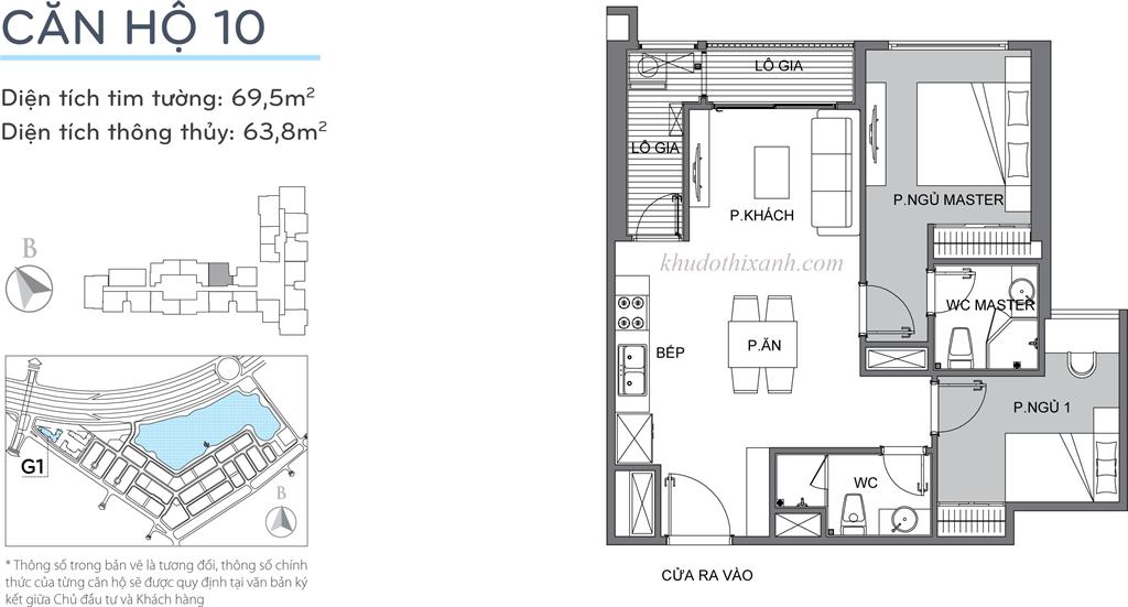 CĂN HỘ 10 TÒA G1 VINHOMES GREEN BAY - THE RESIDENCE 