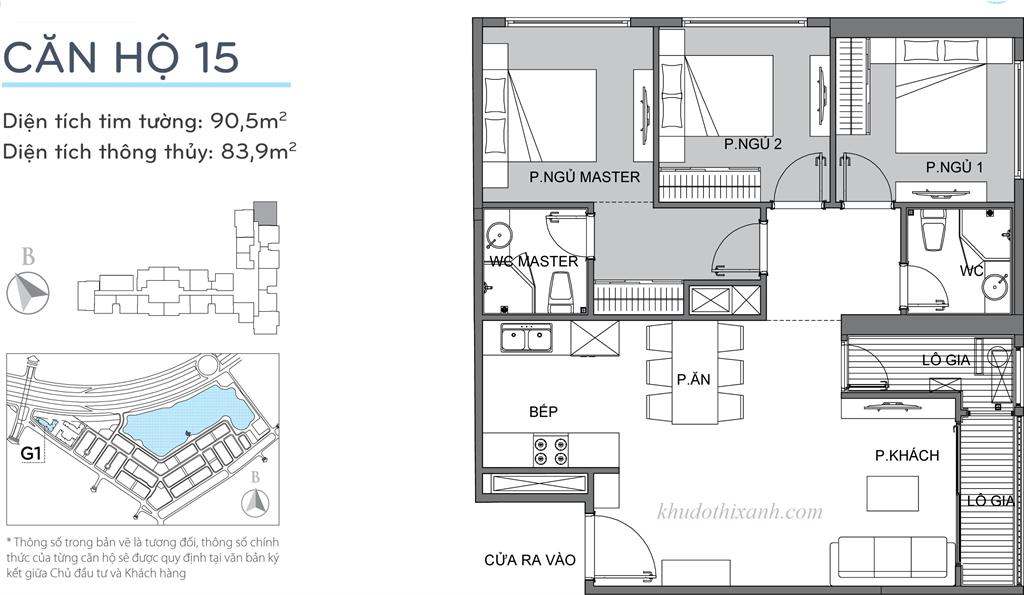 CĂN HỘ 15 TÒA G1 VINHOMES GREEN BAY - THE RESIDENCE 