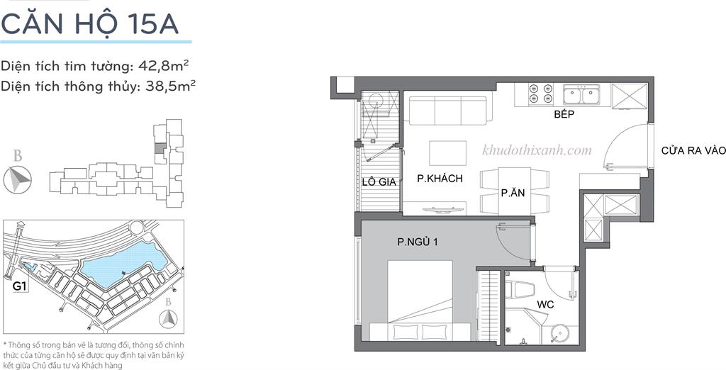 CĂN HỘ 15A TÒA G1 VINHOMES GREEN BAY - THE RESIDENCE 