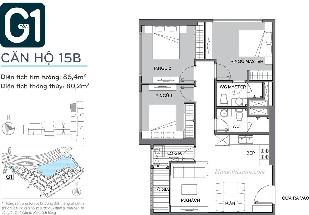 CĂN HỘ 15B TÒA G1 VINHOMES GREEN BAY - THE RESIDENCE 