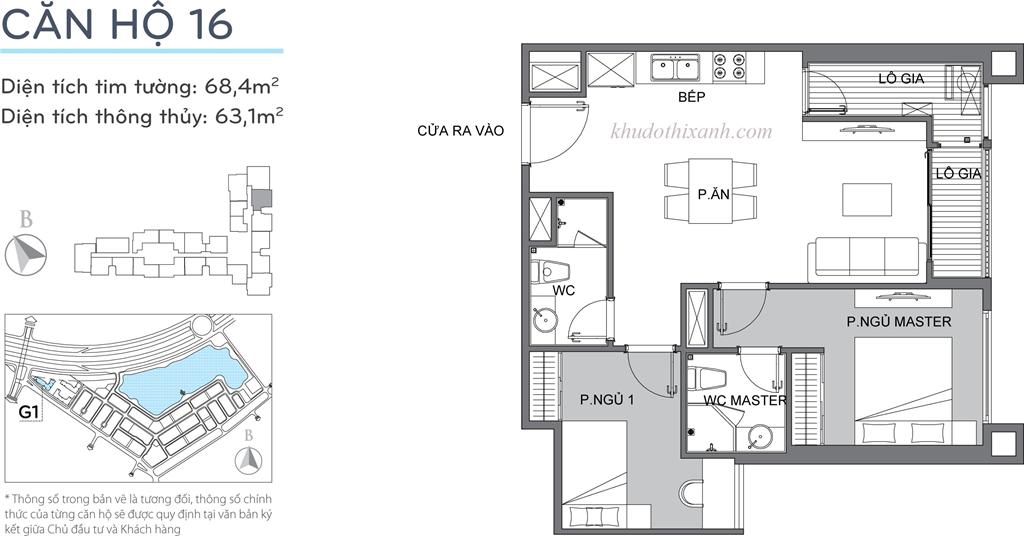 CĂN HỘ 16 TÒA G1 VINHOMES GREEN BAY - THE RESIDENCE 