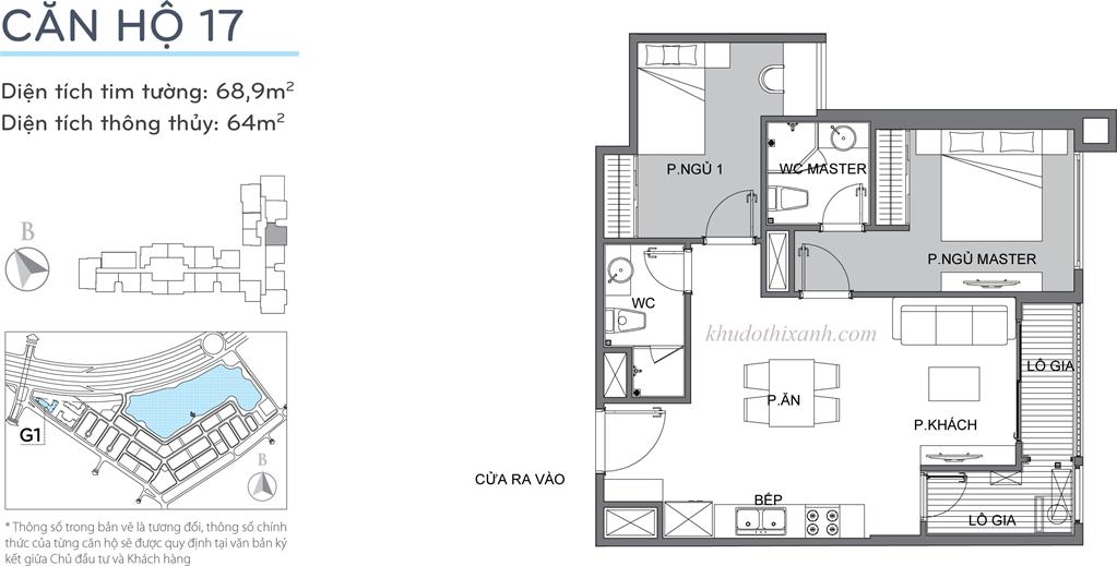 CĂN HỘ 17 TÒA G1 VINHOMES GREEN BAY - THE RESIDENCE 