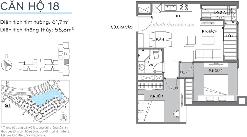 CĂN HỘ 18 TÒA G1 VINHOMES GREEN BAY - THE RESIDENCE 