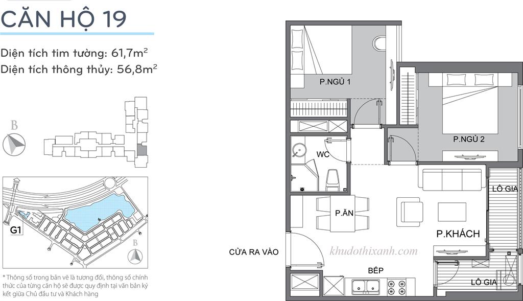 CĂN HỘ 19 TÒA G1 VINHOMES GREEN BAY - THE RESIDENCE 