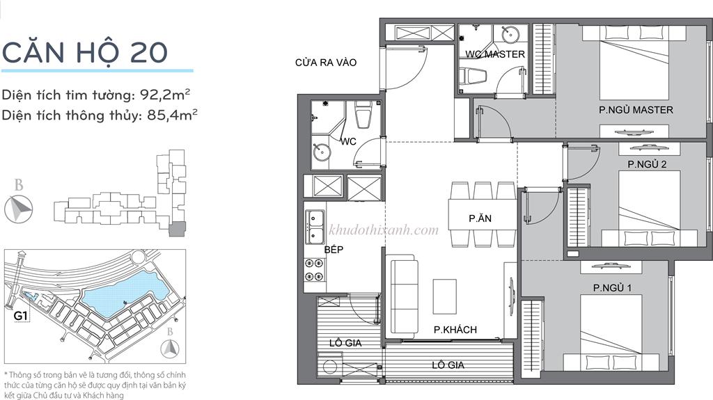 CĂN HỘ 20 TÒA G1 VINHOMES GREEN BAY - THE RESIDENCE 