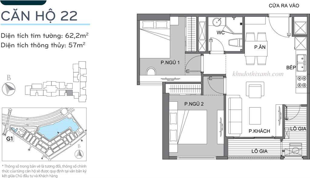 CĂN HỘ 22 TÒA G1 VINHOMES GREEN BAY - THE RESIDENCE 