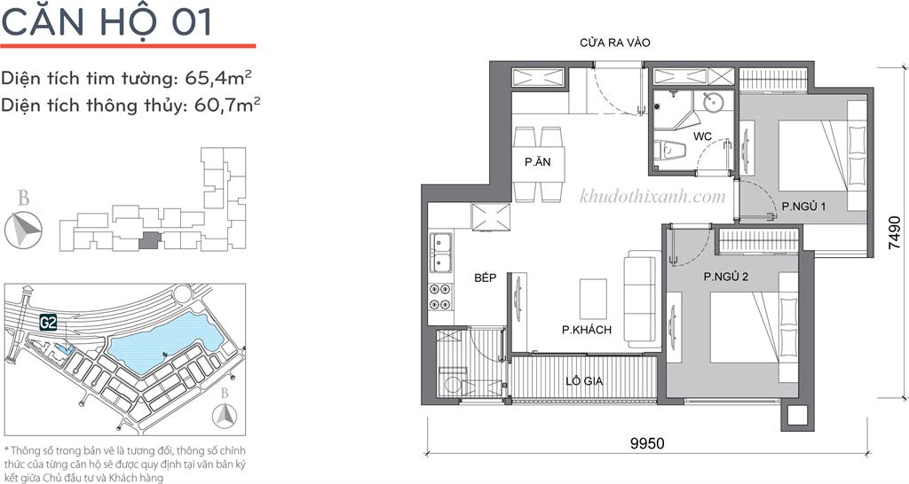 Căn hộ 01 chung cư G2 Vinhomes Green Bay Mễ Trì