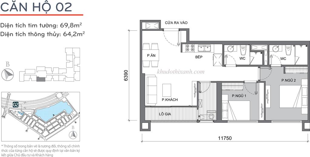 Căn hộ 02 chung cư G2 Vinhomes Green Bay Mễ Trì