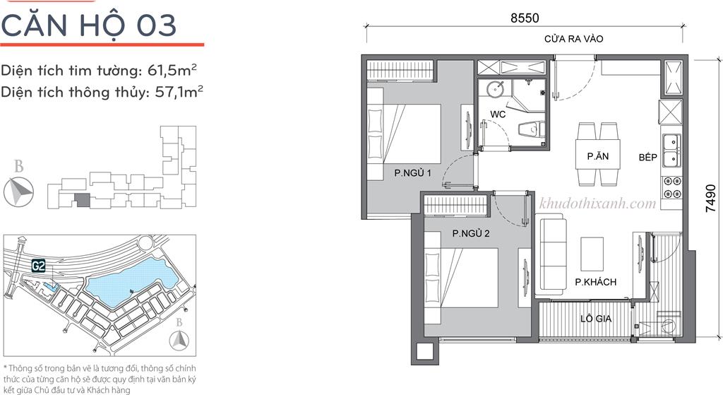 Căn hộ 03 chung cư G2 Vinhomes Green Bay Mễ Trì