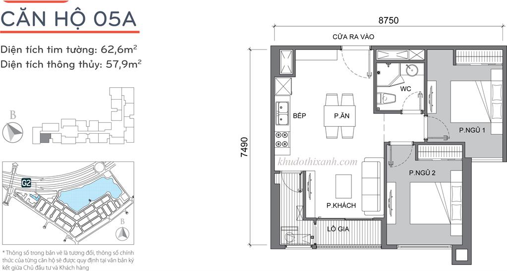 Căn hộ 05A chung cư G2 Vinhomes Green Bay Mễ Trì