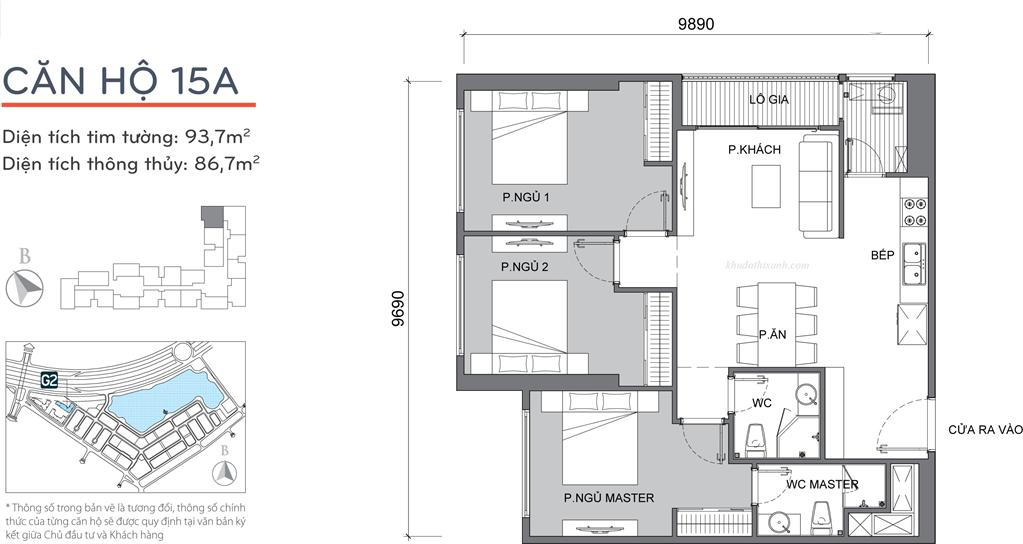 Căn hộ 15A chung cư G2 Vinhomes Green Bay Mễ Trì