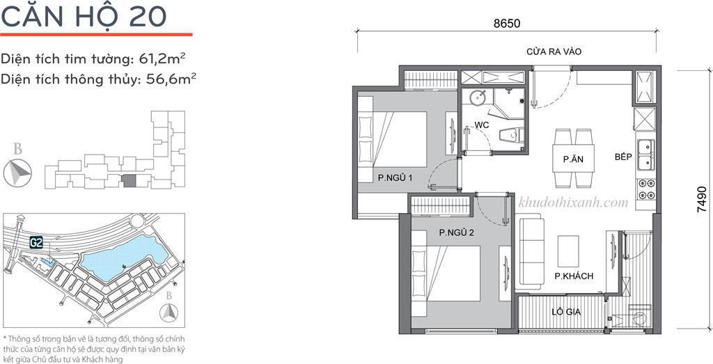 Căn hộ 20 chung cư G2 Vinhomes Green Bay Mễ Trì