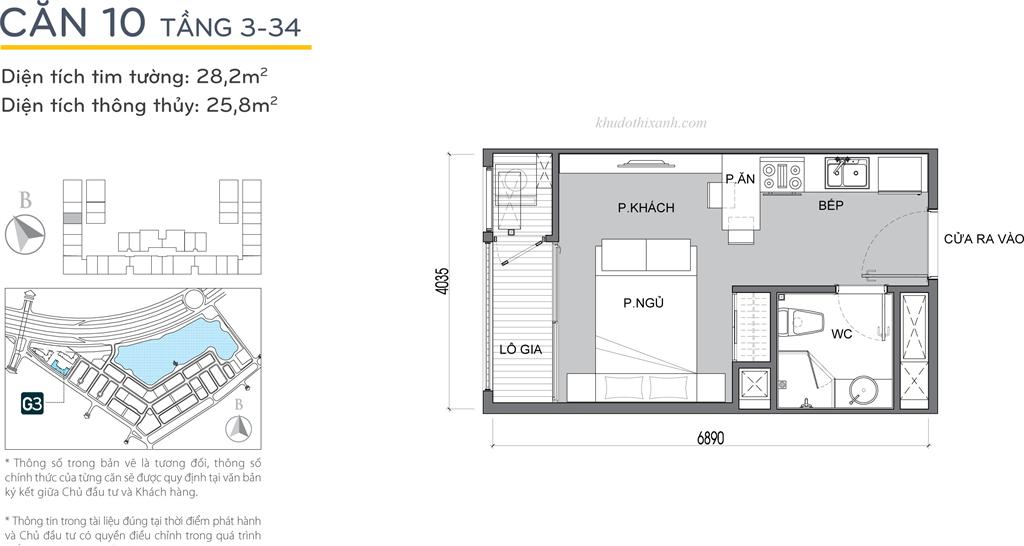 CĂN HỘ 10 TÒA G3 VINHOMES GREEN BAY - THE RESIDENCE - 1 phòng ngủ