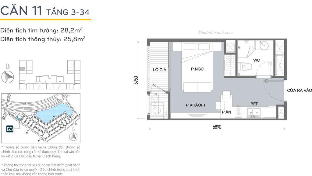 CĂN HỘ 11 TÒA G3 VINHOMES GREEN BAY - THE RESIDENCE - 1 phòng ngủ