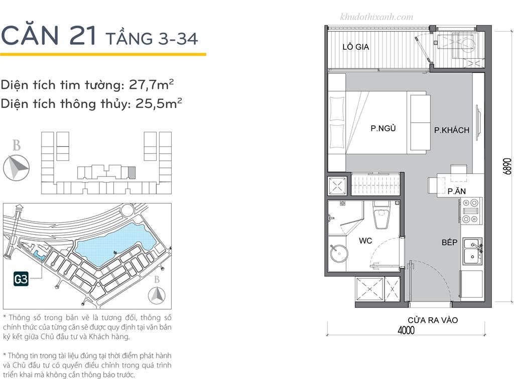 CĂN HỘ 21 TÒA G3 VINHOMES GREEN BAY - THE RESIDENCE - 1 phòng ngủ