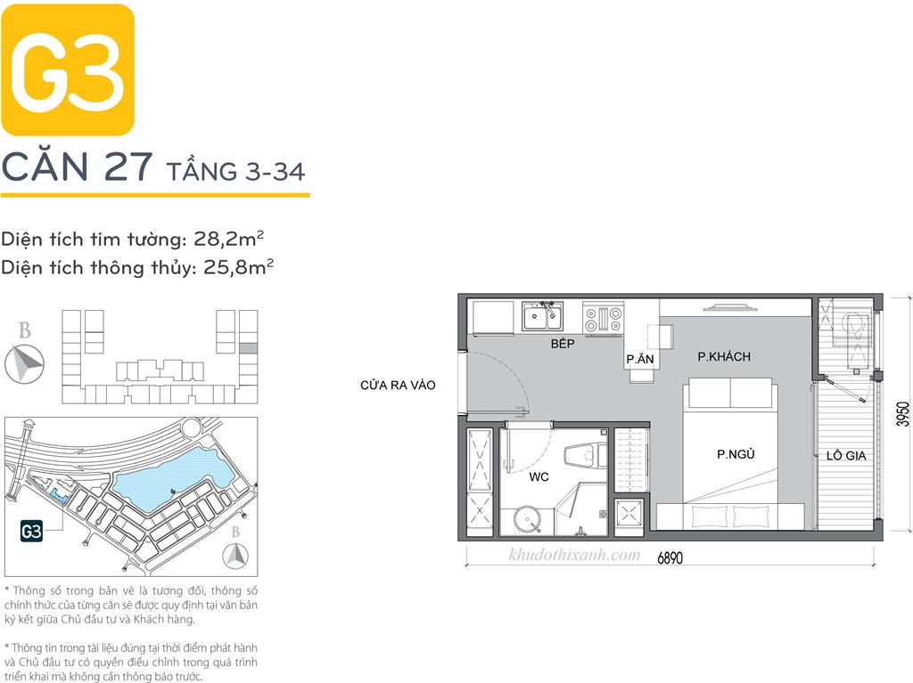 CĂN HỘ 27 TÒA G3 VINHOMES GREEN BAY - THE RESIDENCE - 1 phòng ngủ