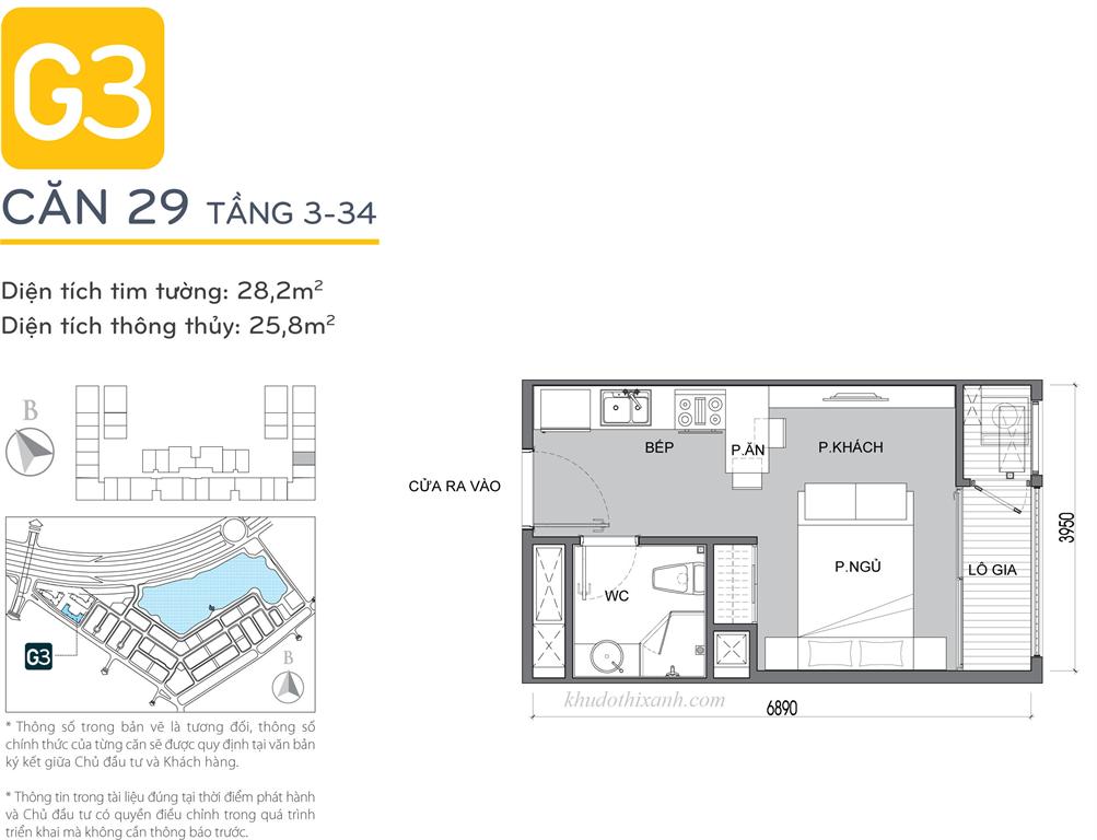 CĂN HỘ 29 TÒA G3 VINHOMES GREEN BAY - THE RESIDENCE - 1 phòng ngủ