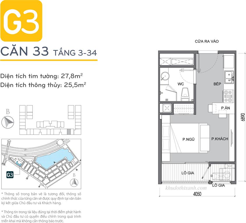 CĂN HỘ 33 TÒA G3 VINHOMES GREEN BAY - THE RESIDENCE - 1 phòng ngủ